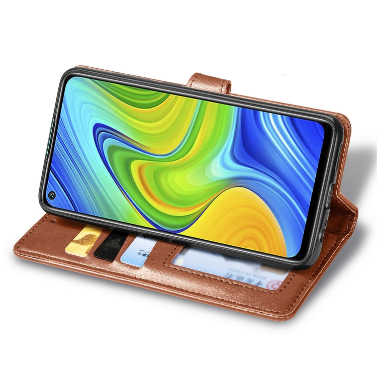 For Xiaomi Redmi 10X 4G/Redmi Note 9 Retro Solid Color Leather Buckle Phone Case with Lanyard & Photo Frame & Card Slot & Wallet & Stand Function