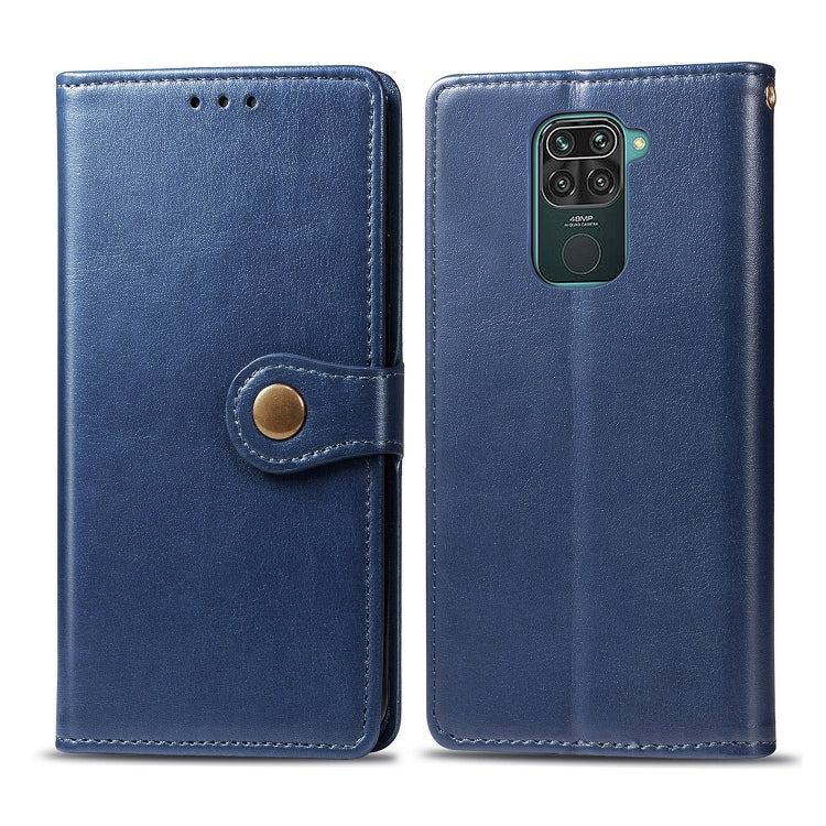 For Xiaomi Redmi 10X 4G/Redmi Note 9 Retro Solid Color Leather Buckle Phone Case with Lanyard & Photo Frame & Card Slot & Wallet & Stand Function