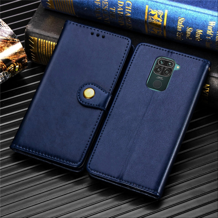 For Xiaomi Redmi 10X 4G/Redmi Note 9 Retro Solid Color Leather Buckle Phone Case with Lanyard & Photo Frame & Card Slot & Wallet & Stand Function