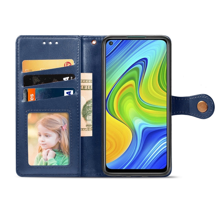 For Xiaomi Redmi 10X 4G/Redmi Note 9 Retro Solid Color Leather Buckle Phone Case with Lanyard & Photo Frame & Card Slot & Wallet & Stand Function