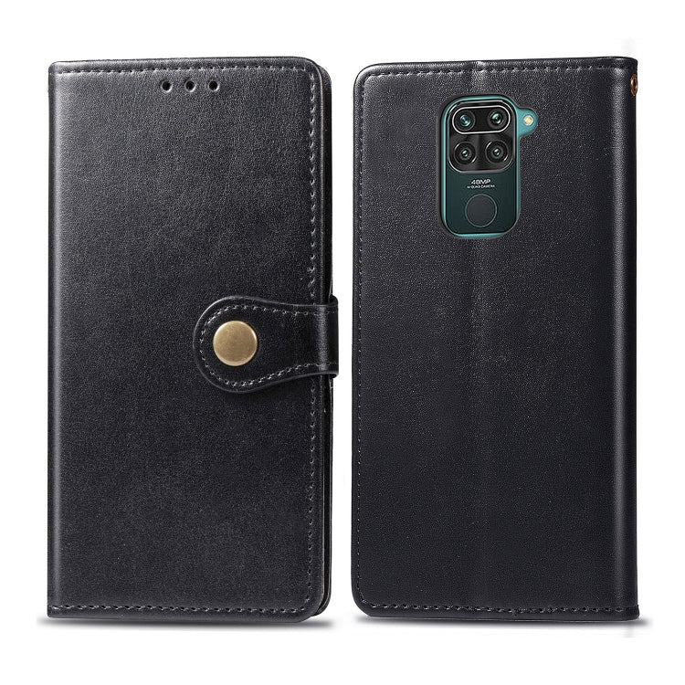 For Xiaomi Redmi 10X 4G/Redmi Note 9 Retro Solid Color Leather Buckle Phone Case with Lanyard & Photo Frame & Card Slot & Wallet & Stand Function