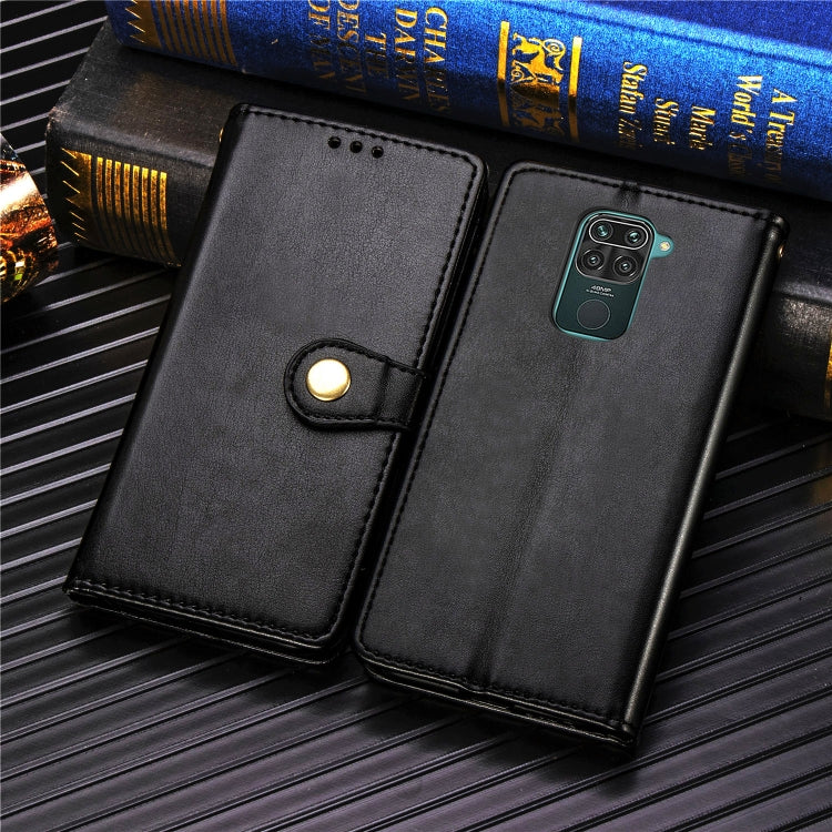 For Xiaomi Redmi 10X 4G/Redmi Note 9 Retro Solid Color Leather Buckle Phone Case with Lanyard & Photo Frame & Card Slot & Wallet & Stand Function
