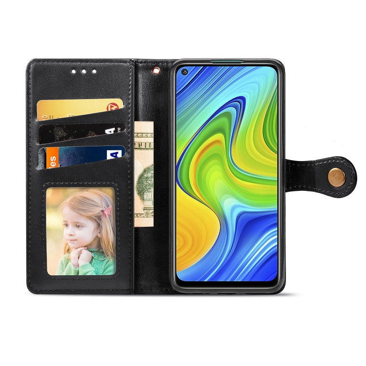 For Xiaomi Redmi 10X 4G/Redmi Note 9 Retro Solid Color Leather Buckle Phone Case with Lanyard & Photo Frame & Card Slot & Wallet & Stand Function