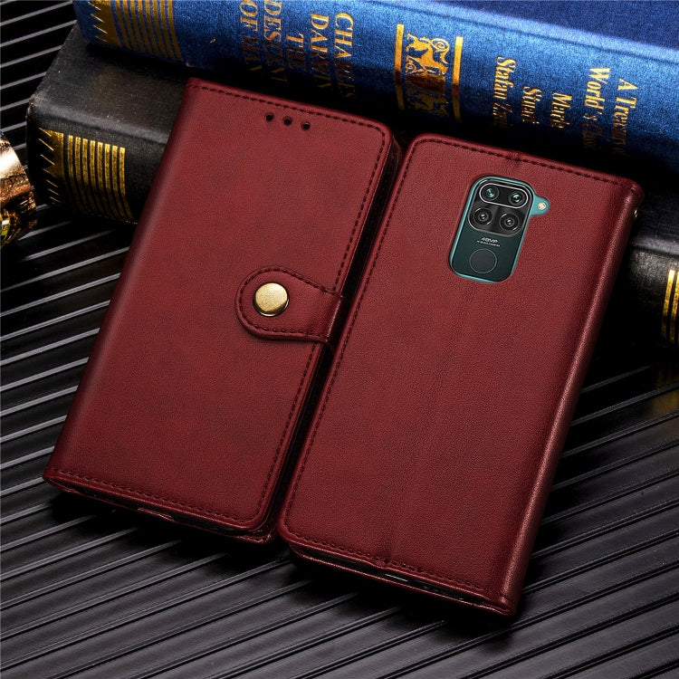 For Xiaomi Redmi 10X 4G/Redmi Note 9 Retro Solid Color Leather Buckle Phone Case with Lanyard & Photo Frame & Card Slot & Wallet & Stand Function