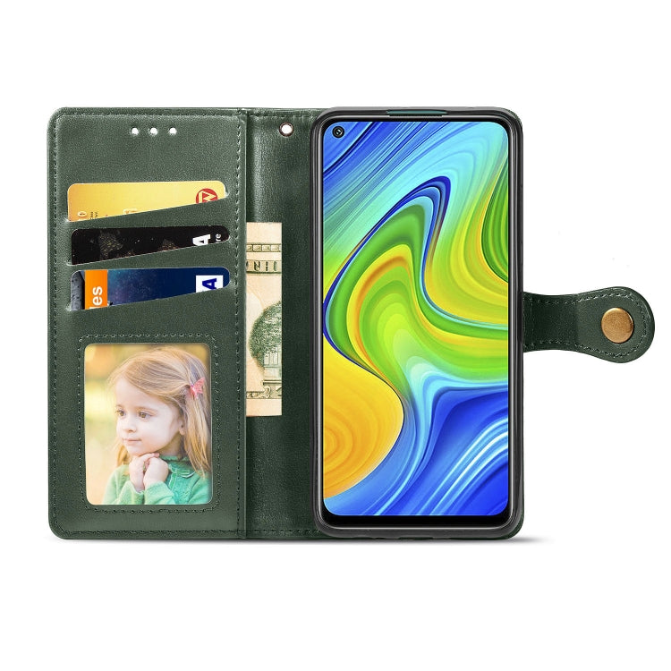 For Xiaomi Redmi 10X 4G/Redmi Note 9 Retro Solid Color Leather Buckle Phone Case with Lanyard & Photo Frame & Card Slot & Wallet & Stand Function