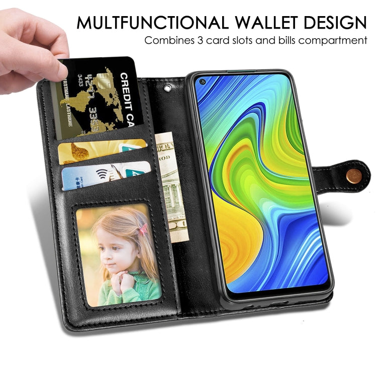 For Xiaomi Redmi 10X 4G/Redmi Note 9 Retro Solid Color Leather Buckle Phone Case with Lanyard & Photo Frame & Card Slot & Wallet & Stand Function