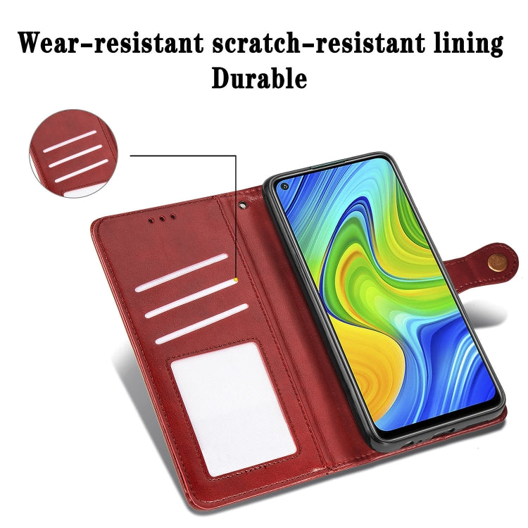 For Xiaomi Redmi 10X 4G/Redmi Note 9 Retro Solid Color Leather Buckle Phone Case with Lanyard & Photo Frame & Card Slot & Wallet & Stand Function