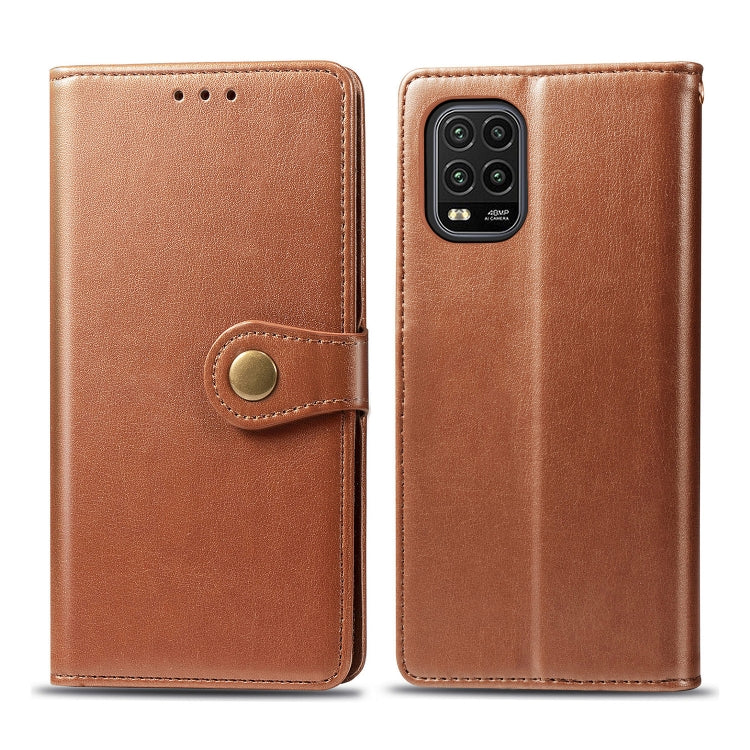 For Xiaomi Mi 10 Lite 5G Retro Solid Color Leather Buckle Phone Case with Lanyard & Photo Frame & Card Slot & Wallet & Stand Function