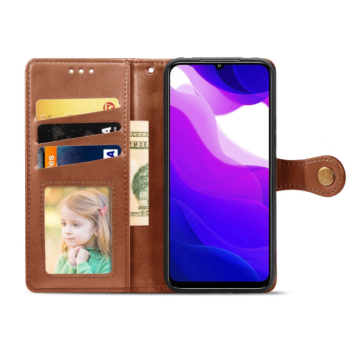 For Xiaomi Mi 10 Lite 5G Retro Solid Color Leather Buckle Phone Case with Lanyard & Photo Frame & Card Slot & Wallet & Stand Function