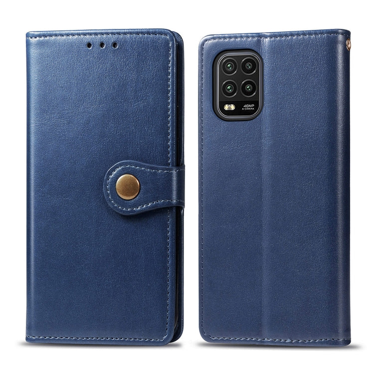 For Xiaomi Mi 10 Lite 5G Retro Solid Color Leather Buckle Phone Case with Lanyard & Photo Frame & Card Slot & Wallet & Stand Function