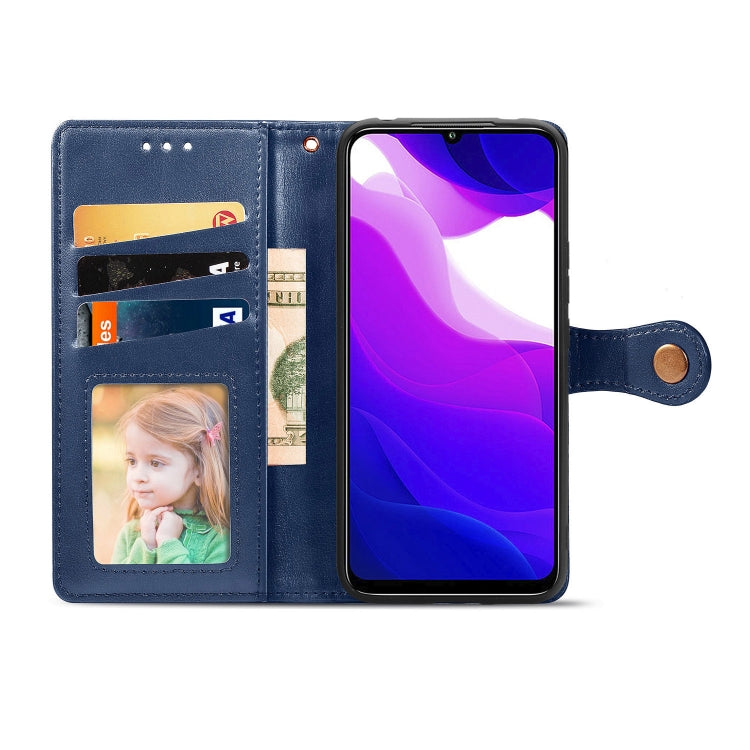 For Xiaomi Mi 10 Lite 5G Retro Solid Color Leather Buckle Phone Case with Lanyard & Photo Frame & Card Slot & Wallet & Stand Function
