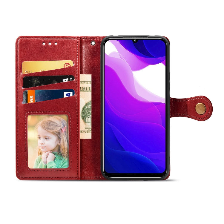 For Xiaomi Mi 10 Lite 5G Retro Solid Color Leather Buckle Phone Case with Lanyard & Photo Frame & Card Slot & Wallet & Stand Function