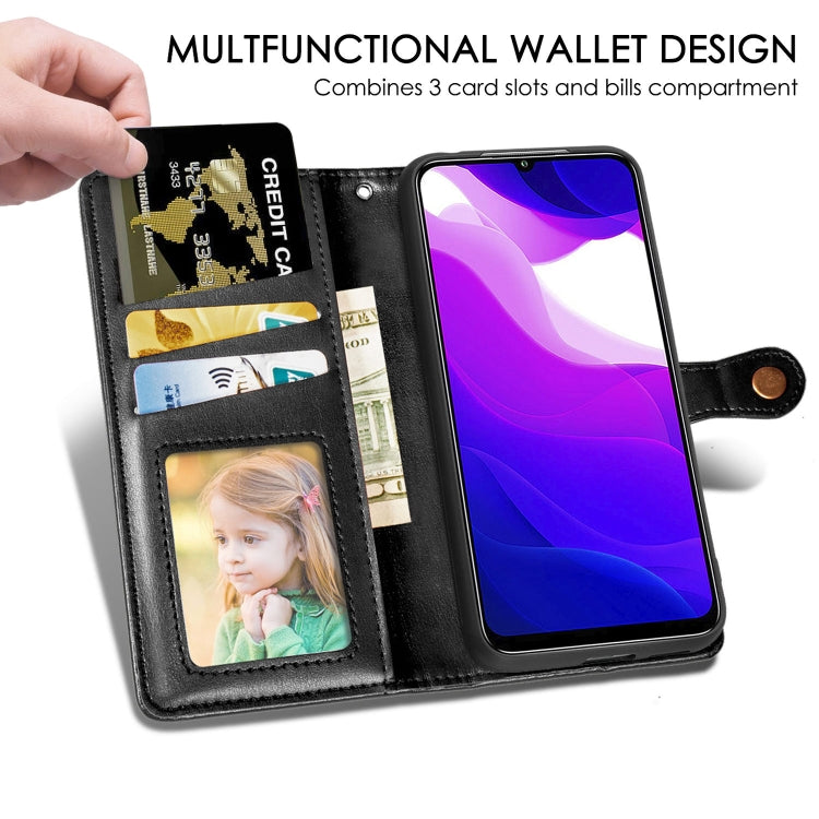 For Xiaomi Mi 10 Lite 5G Retro Solid Color Leather Buckle Phone Case with Lanyard & Photo Frame & Card Slot & Wallet & Stand Function
