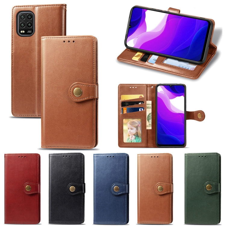 For Xiaomi Mi 10 Lite 5G Retro Solid Color Leather Buckle Phone Case with Lanyard & Photo Frame & Card Slot & Wallet & Stand Function