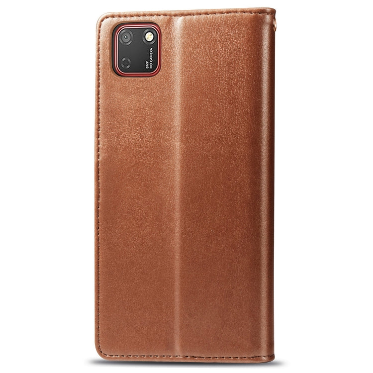 For Huawei Y5P 2020 Retro Solid Color Leather Buckle Phone Case with Lanyard & Photo Frame & Card Slot & Wallet & Stand Function