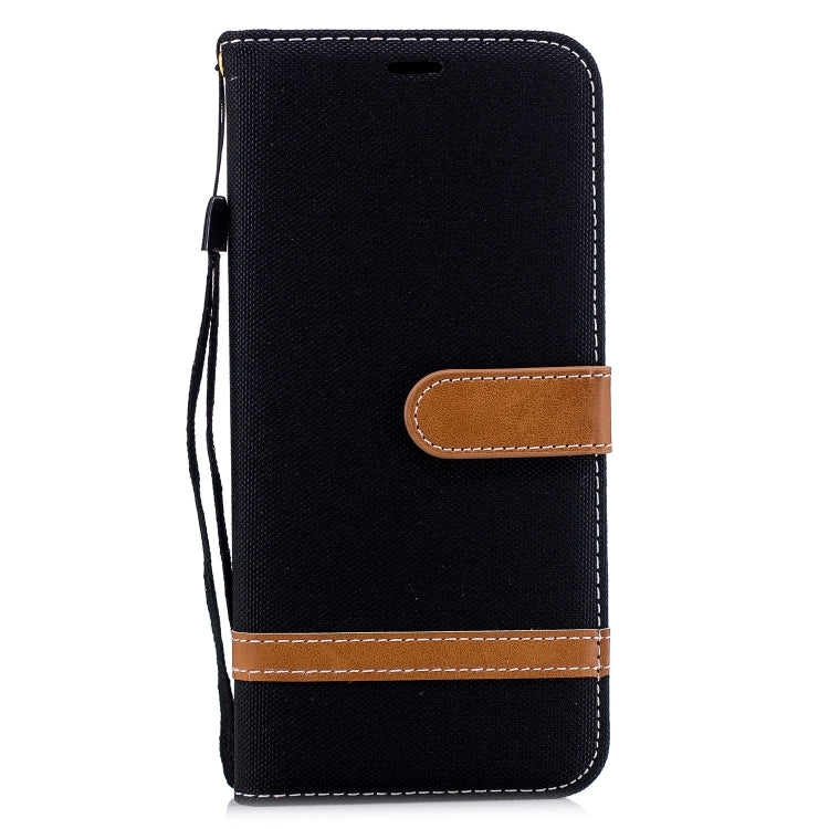 Color Matching Denim Texture Leather Case for Galaxy A6+, with Holder & Card Slots & Wallet & Lanyard