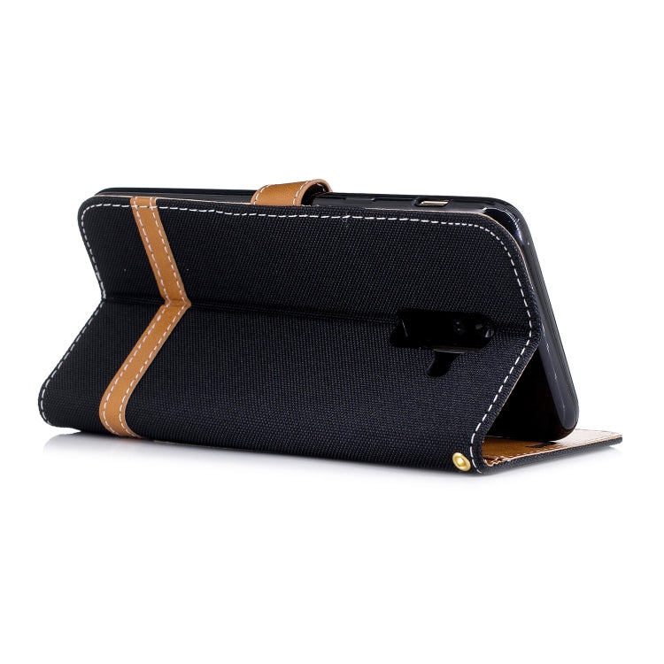 Color Matching Denim Texture Leather Case for Galaxy A6+, with Holder & Card Slots & Wallet & Lanyard