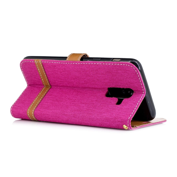 Color Matching Denim Texture Leather Case for Galaxy A6+, with Holder & Card Slots & Wallet & Lanyard