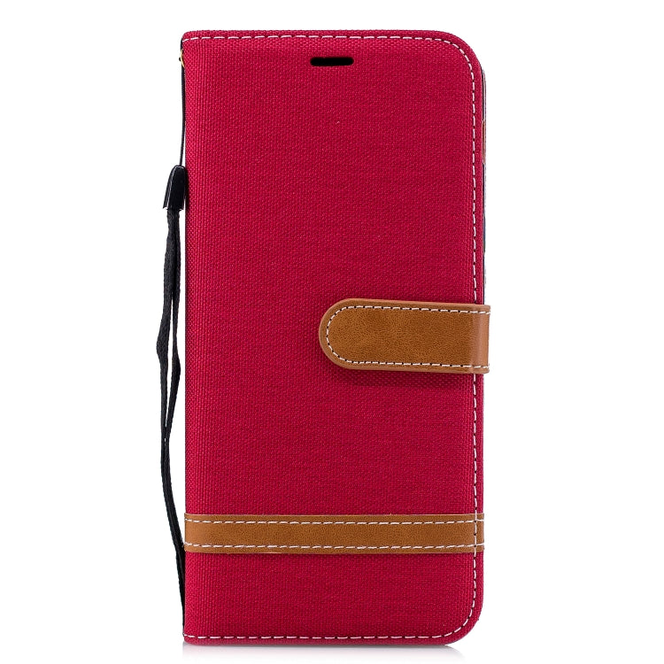 Color Matching Denim Texture Leather Case for Galaxy A6+, with Holder & Card Slots & Wallet & Lanyard