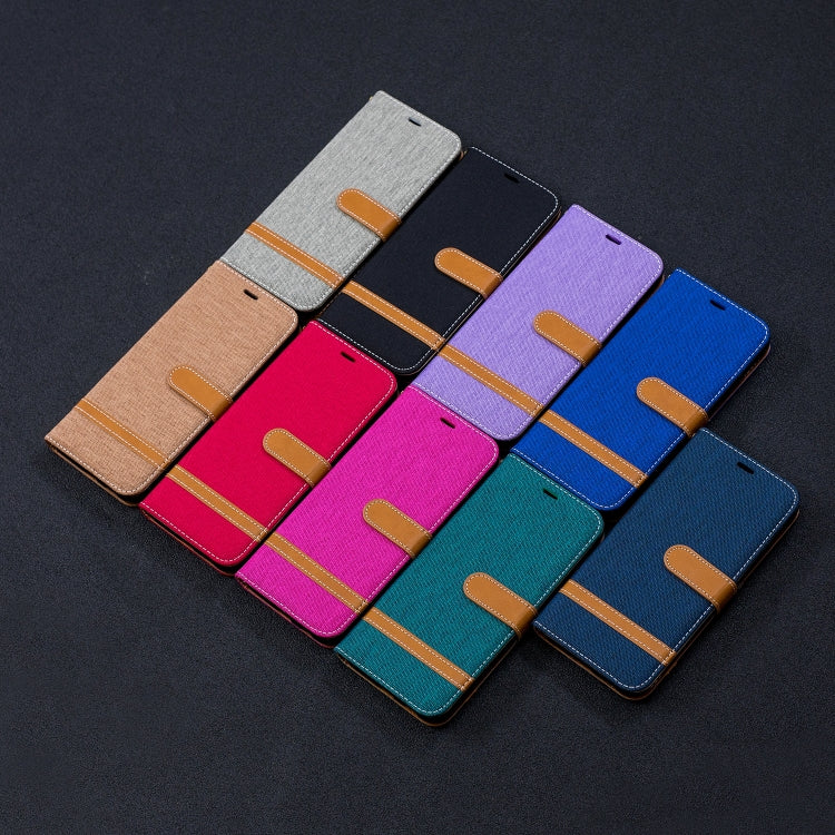 Color Matching Denim Texture Leather Case for Galaxy A6+, with Holder & Card Slots & Wallet & Lanyard