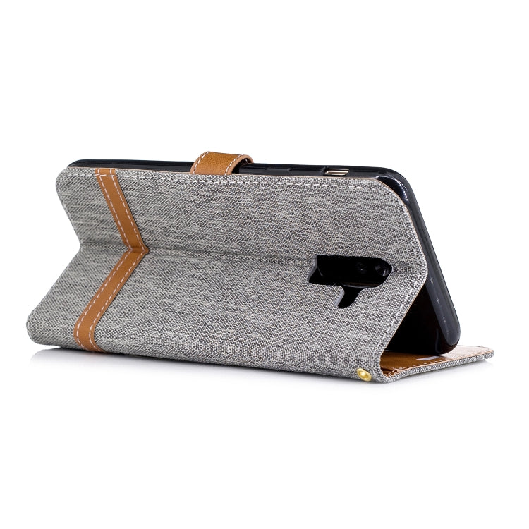 Color Matching Denim Texture Leather Case for Galaxy A6+, with Holder & Card Slots & Wallet & Lanyard