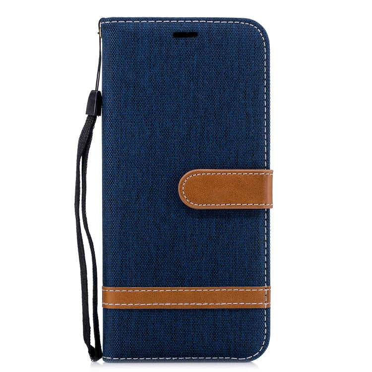 Color Matching Denim Texture Leather Case for Galaxy A6+, with Holder & Card Slots & Wallet & Lanyard
