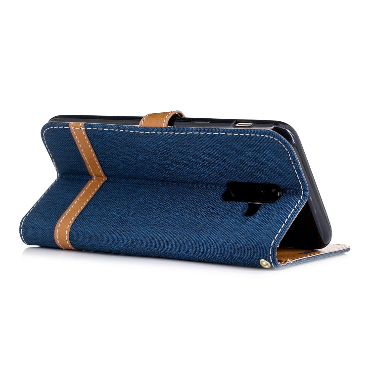 Color Matching Denim Texture Leather Case for Galaxy A6+, with Holder & Card Slots & Wallet & Lanyard