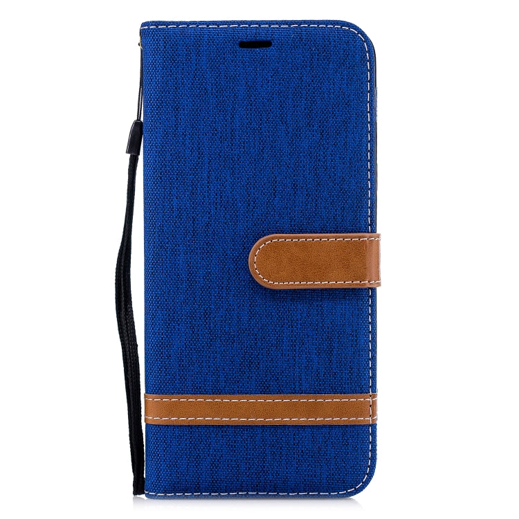 Color Matching Denim Texture Leather Case for Galaxy A6+, with Holder & Card Slots & Wallet & Lanyard