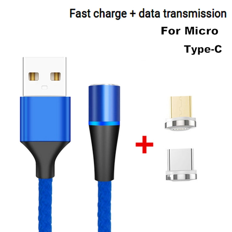 2 in 1 3A USB to Micro USB + USB-C / Type-C Fast Charging + 480Mbps Data Transmission Mobile Phone Magnetic Suction Fast Charging Data Cable, Cable Length: 2m