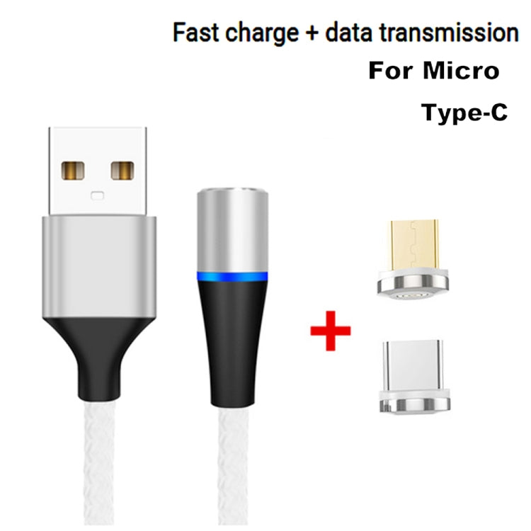 2 in 1 3A USB to Micro USB + USB-C / Type-C Fast Charging + 480Mbps Data Transmission Mobile Phone Magnetic Suction Fast Charging Data Cable, Cable Length: 2m