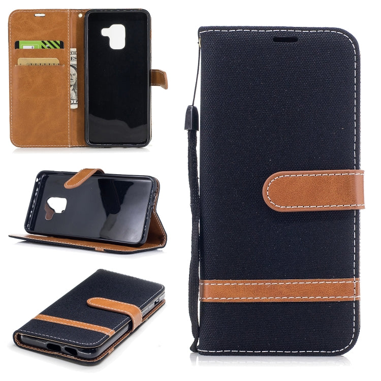 Color Matching Denim Texture Leather Case for Galaxy A8 / A530, with Holder & Card Slots & Wallet & Lanyard