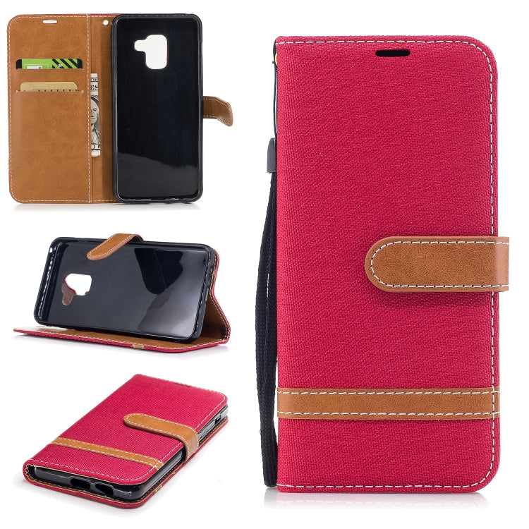 Color Matching Denim Texture Leather Case for Galaxy A8 / A530, with Holder & Card Slots & Wallet & Lanyard