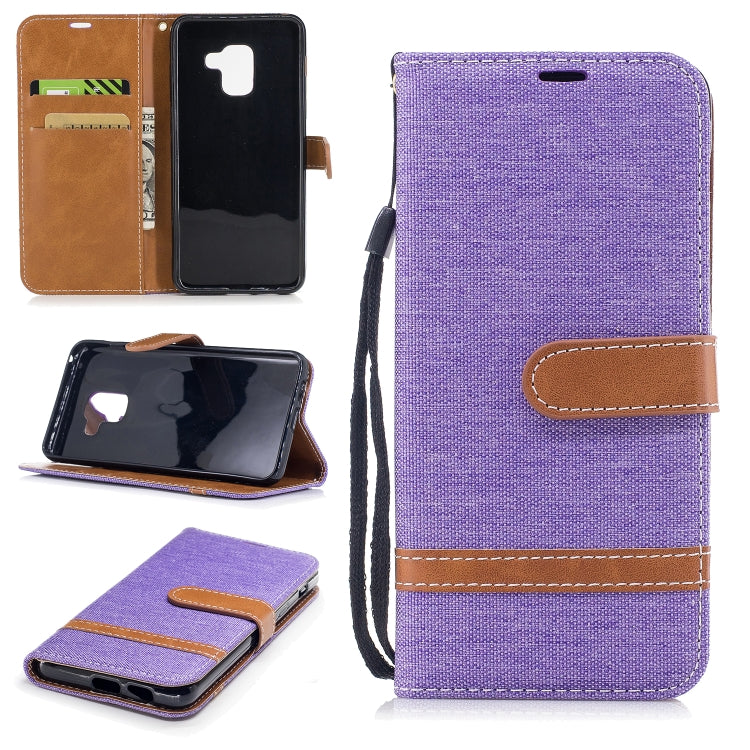 Color Matching Denim Texture Leather Case for Galaxy A8 / A530, with Holder & Card Slots & Wallet & Lanyard