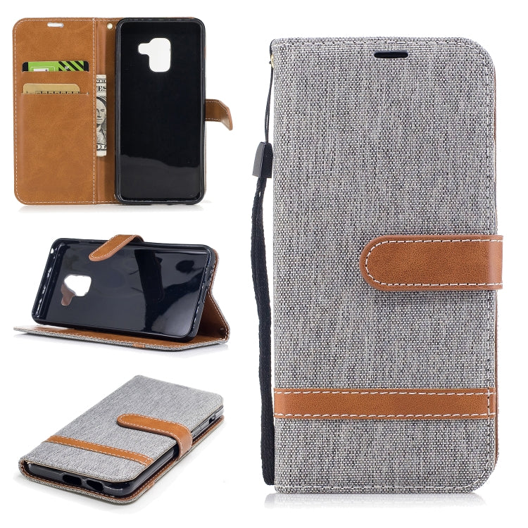 Color Matching Denim Texture Leather Case for Galaxy A8 / A530, with Holder & Card Slots & Wallet & Lanyard