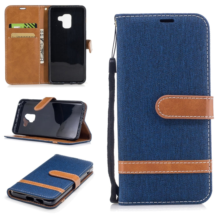 Color Matching Denim Texture Leather Case for Galaxy A8 / A530, with Holder & Card Slots & Wallet & Lanyard