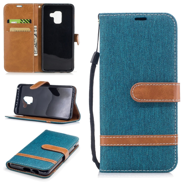 Color Matching Denim Texture Leather Case for Galaxy A8 / A530, with Holder & Card Slots & Wallet & Lanyard