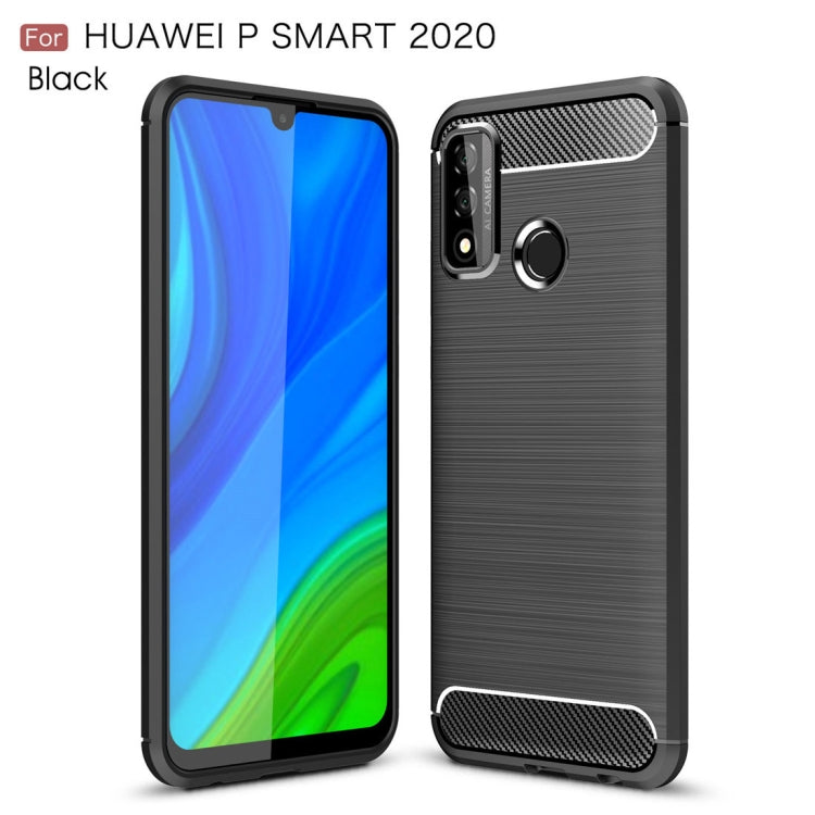 For Huawei P smart 2020 Brushed Texture Carbon Fiber TPU Case