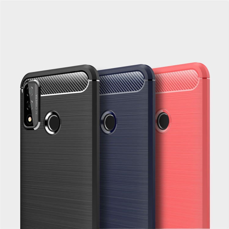 For Huawei P smart 2020 Brushed Texture Carbon Fiber TPU Case