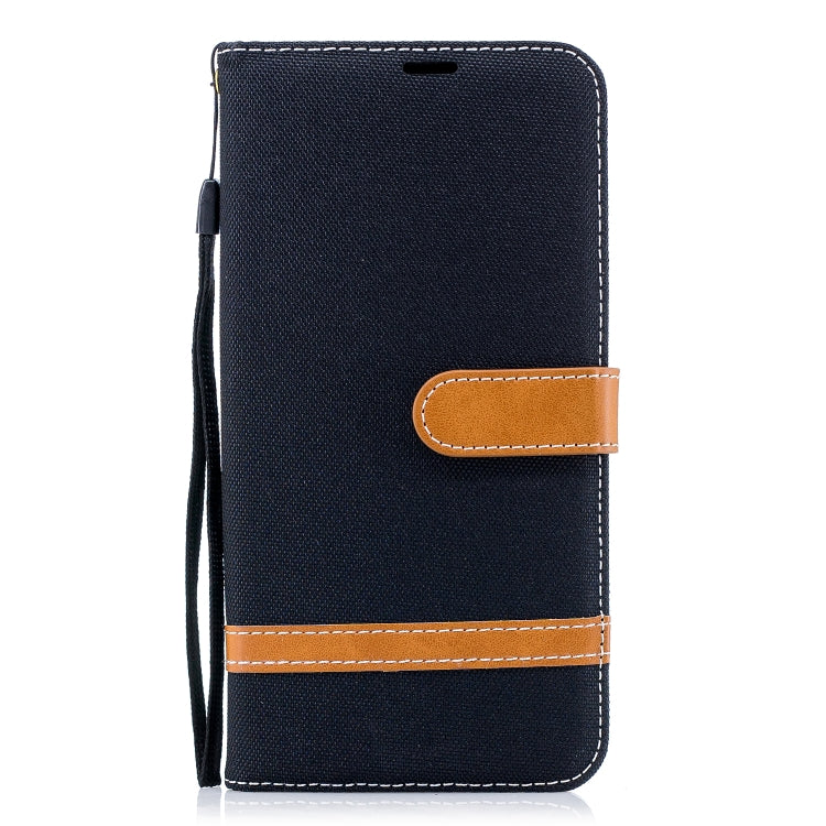 Color Matching Denim Texture Leather Case for Galaxy A8+, with Holder & Card Slots & Wallet & Lanyard