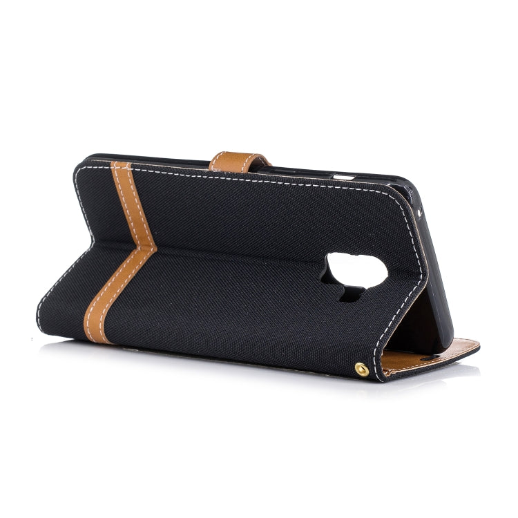Color Matching Denim Texture Leather Case for Galaxy A8+, with Holder & Card Slots & Wallet & Lanyard