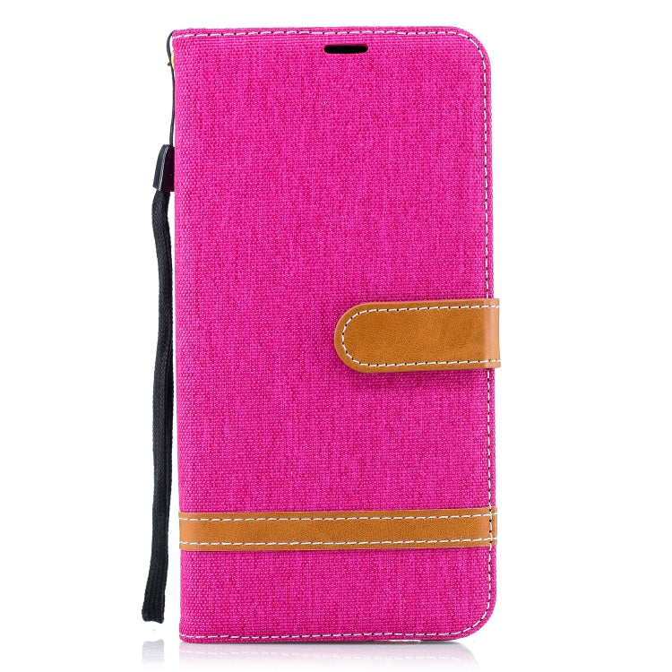 Color Matching Denim Texture Leather Case for Galaxy A8+, with Holder & Card Slots & Wallet & Lanyard