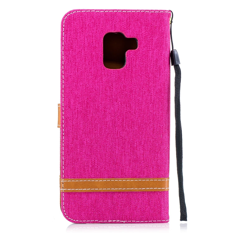 Color Matching Denim Texture Leather Case for Galaxy A8+, with Holder & Card Slots & Wallet & Lanyard