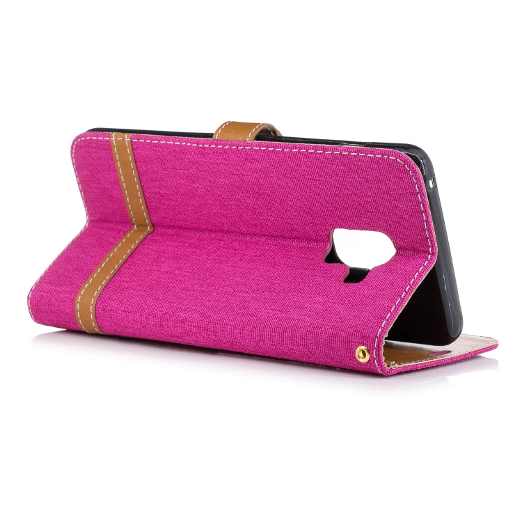 Color Matching Denim Texture Leather Case for Galaxy A8+, with Holder & Card Slots & Wallet & Lanyard