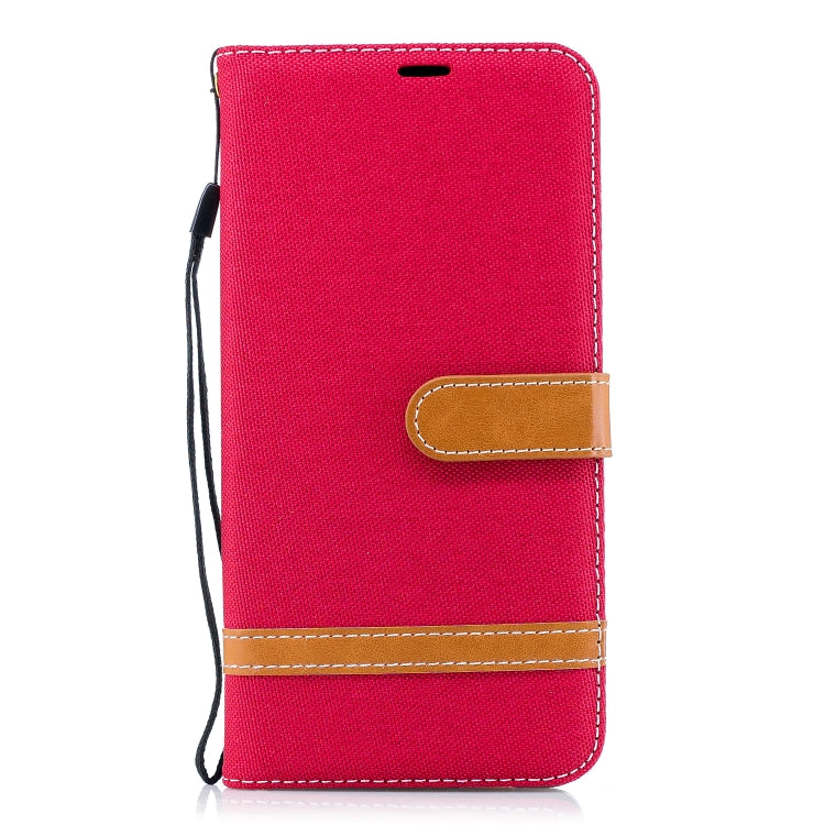 Color Matching Denim Texture Leather Case for Galaxy A8+, with Holder & Card Slots & Wallet & Lanyard