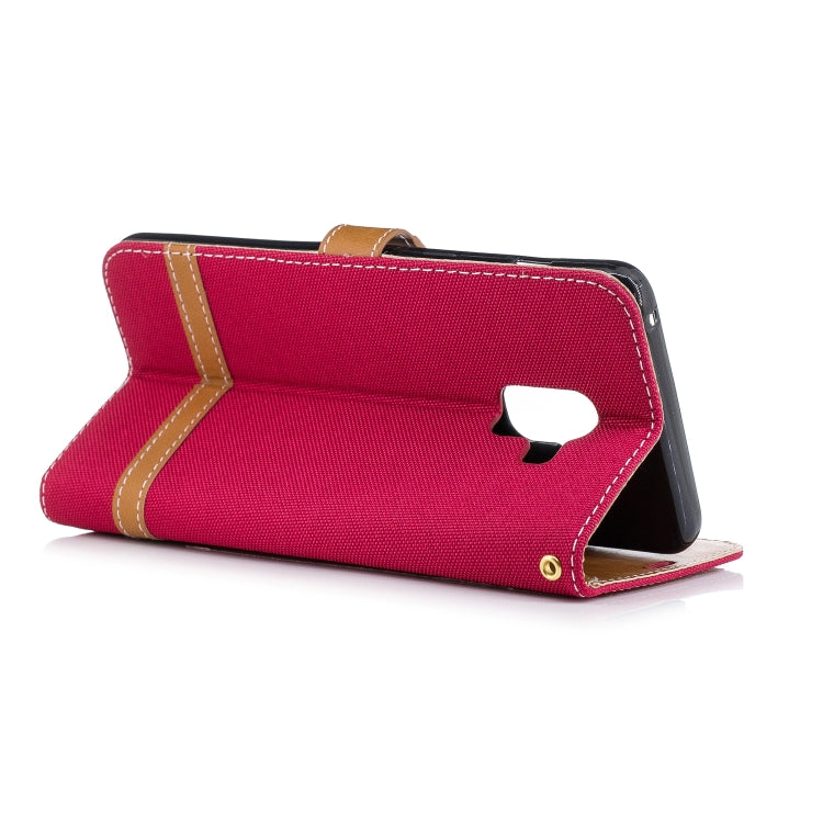 Color Matching Denim Texture Leather Case for Galaxy A8+, with Holder & Card Slots & Wallet & Lanyard