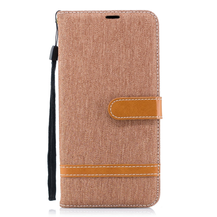 Color Matching Denim Texture Leather Case for Galaxy A8+, with Holder & Card Slots & Wallet & Lanyard