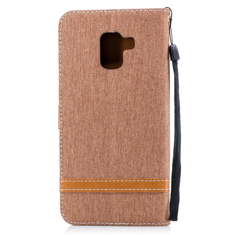 Color Matching Denim Texture Leather Case for Galaxy A8+, with Holder & Card Slots & Wallet & Lanyard