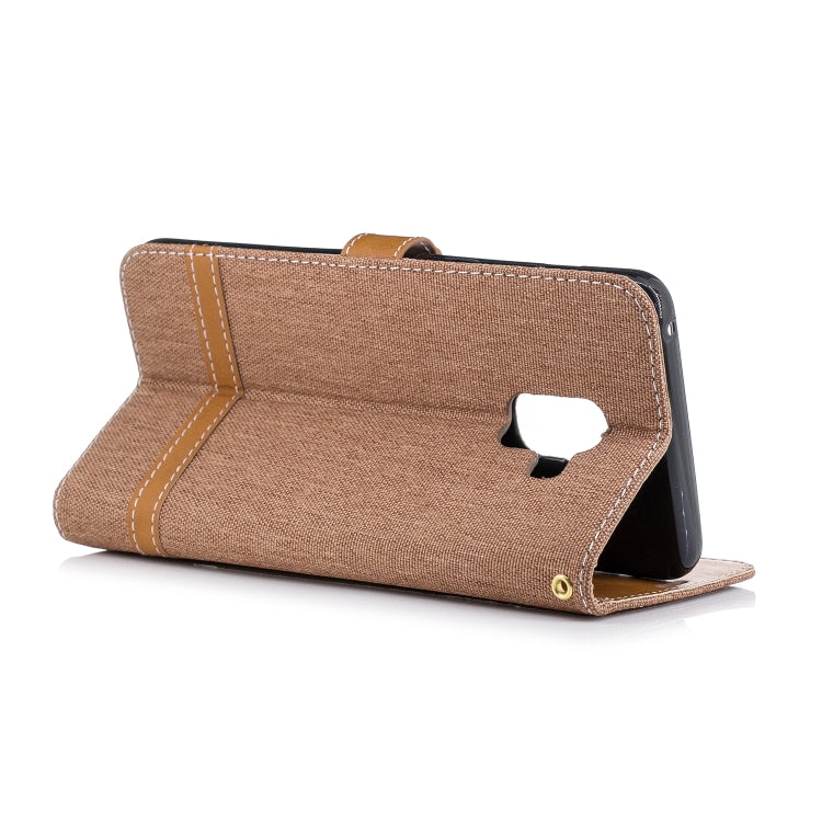 Color Matching Denim Texture Leather Case for Galaxy A8+, with Holder & Card Slots & Wallet & Lanyard