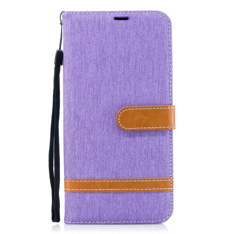 Color Matching Denim Texture Leather Case for Galaxy A8+, with Holder & Card Slots & Wallet & Lanyard