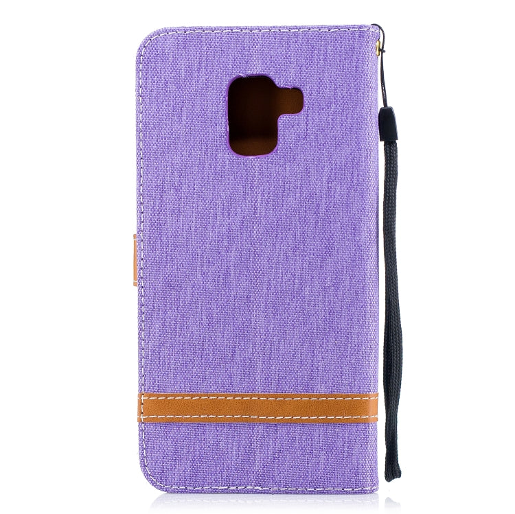 Color Matching Denim Texture Leather Case for Galaxy A8+, with Holder & Card Slots & Wallet & Lanyard